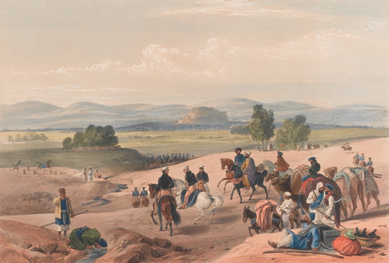 De benadering van het fort van Kwettah, ca. 1839 door James (after) Atkinson