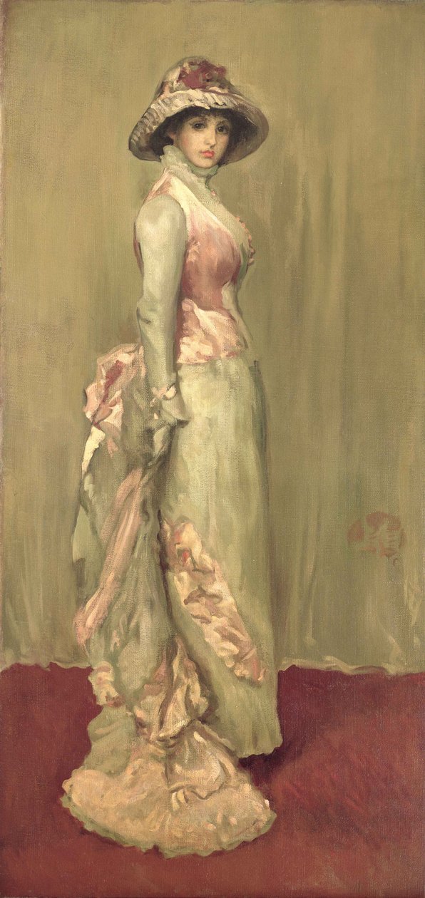 Harmonie in roze en grijs: Lady Meux door James Abbott McNeill (attr.to) Whistler