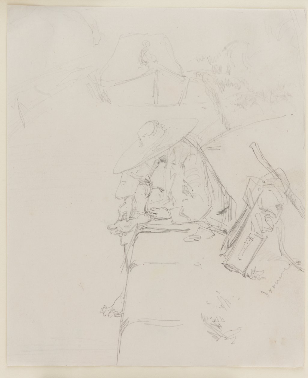 Een man zittend op de rand van een muur, 1858 door James Abbott McNeill Whistler