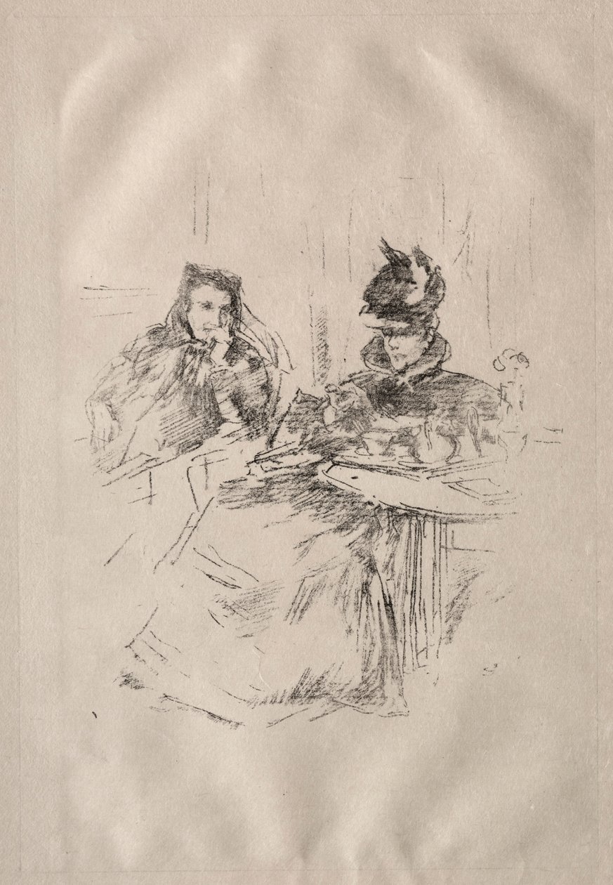 Middagthee, Mevr. Phillips en Mevr. Charles Whibley door James Abbott McNeill Whistler