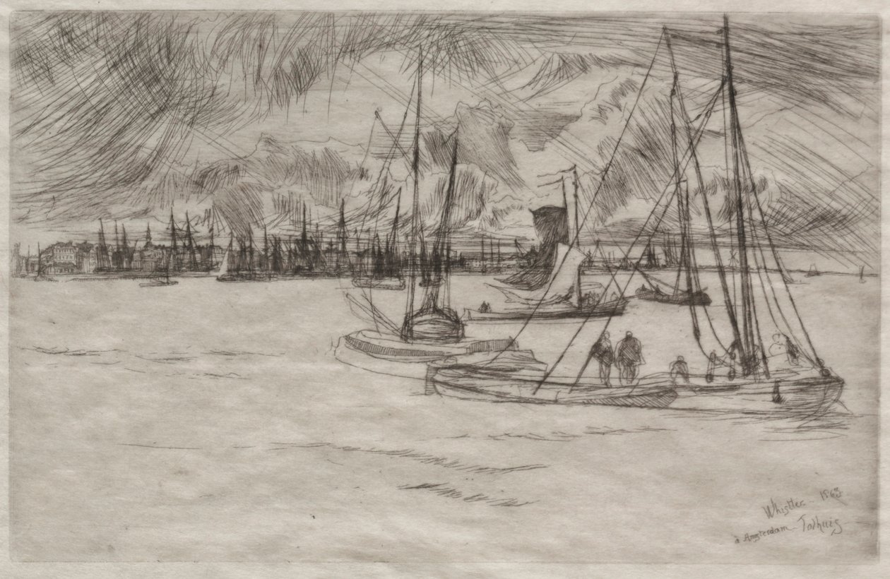 Amsterdam vanaf het Tolhuis, 1863 door James Abbott McNeill Whistler