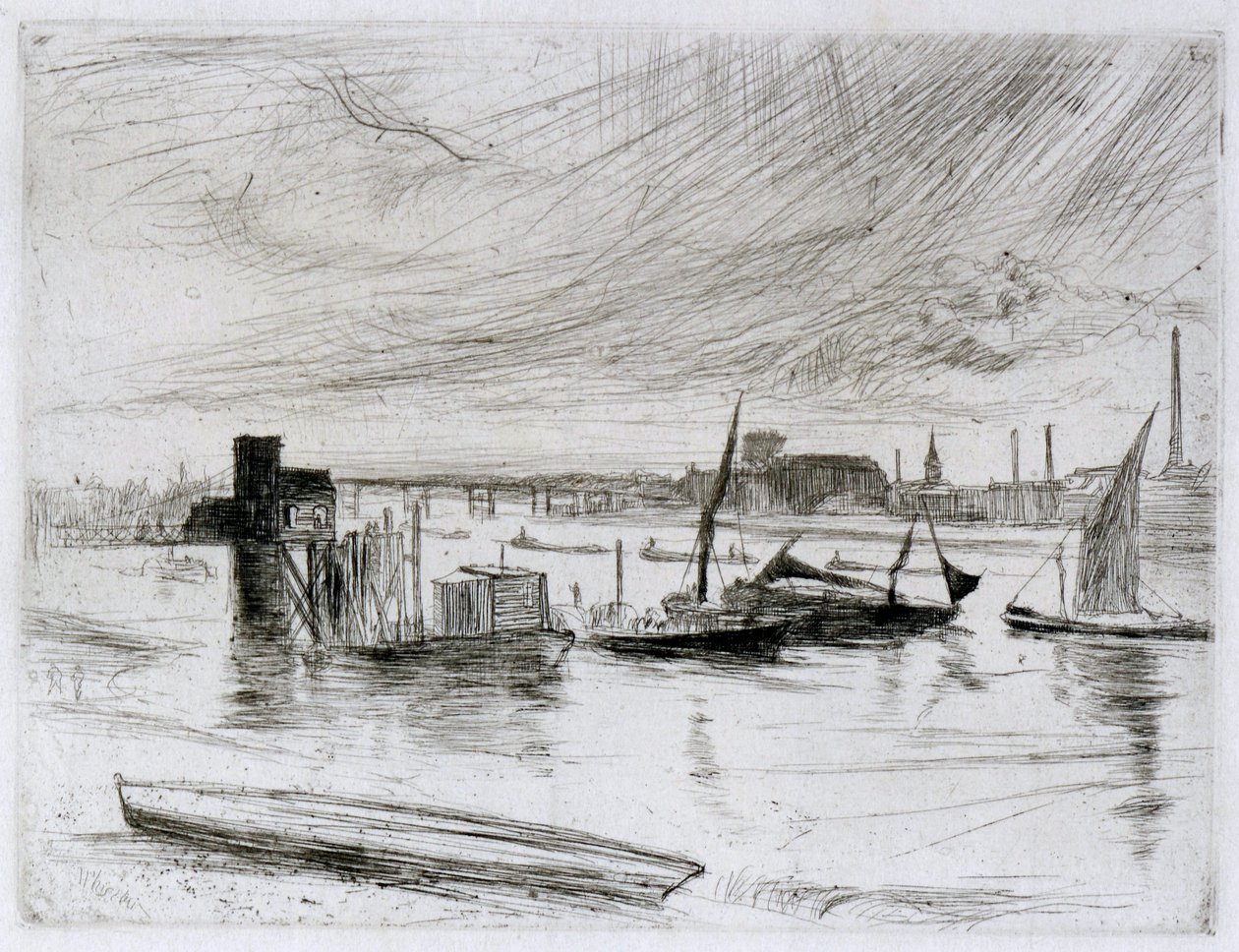 Battersea Dageraad (Cadogan Pier) door James Abbott McNeill Whistler