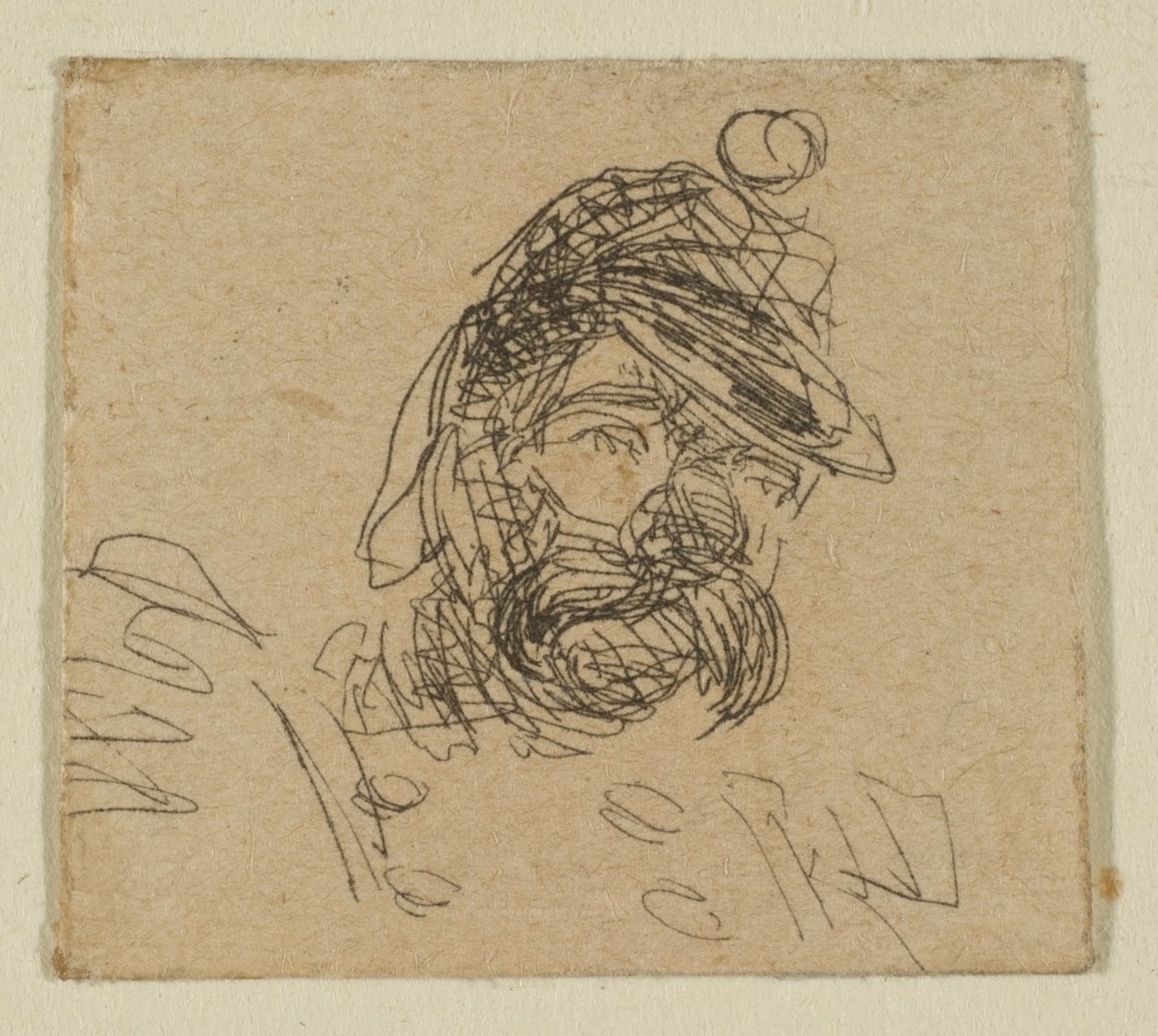 Baardige Man in Soldatenmuts van Schetsen op de Kustonderzoek Plaat, 1854-55 door James Abbott McNeill Whistler