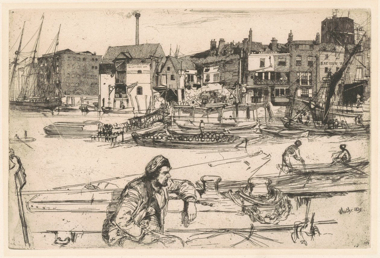 Black Lion Wharf, 1859 door James Abbott McNeill Whistler