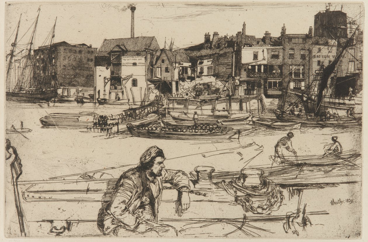 Black Lion Wharf, 1859 door James Abbott McNeill Whistler