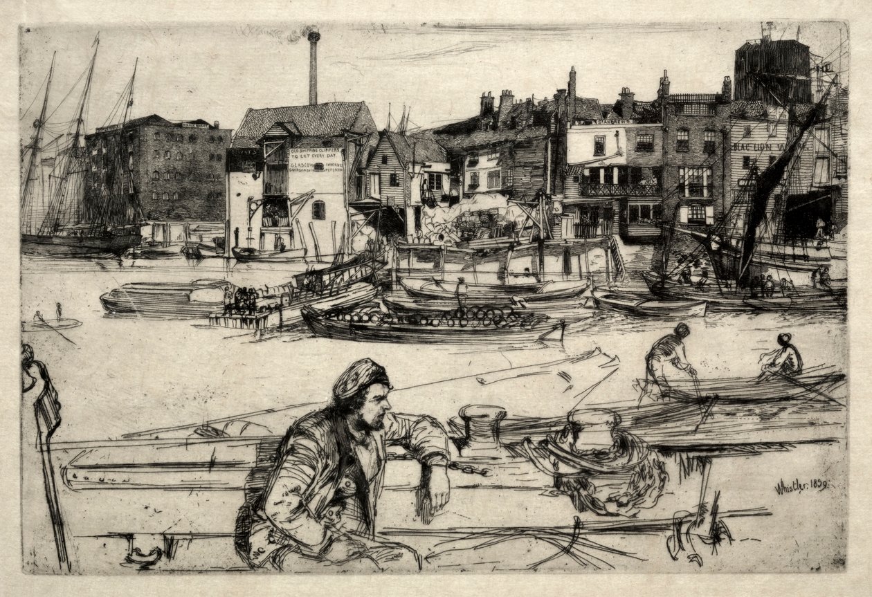 Black Lion Wharf, 1859 door James Abbott McNeill Whistler