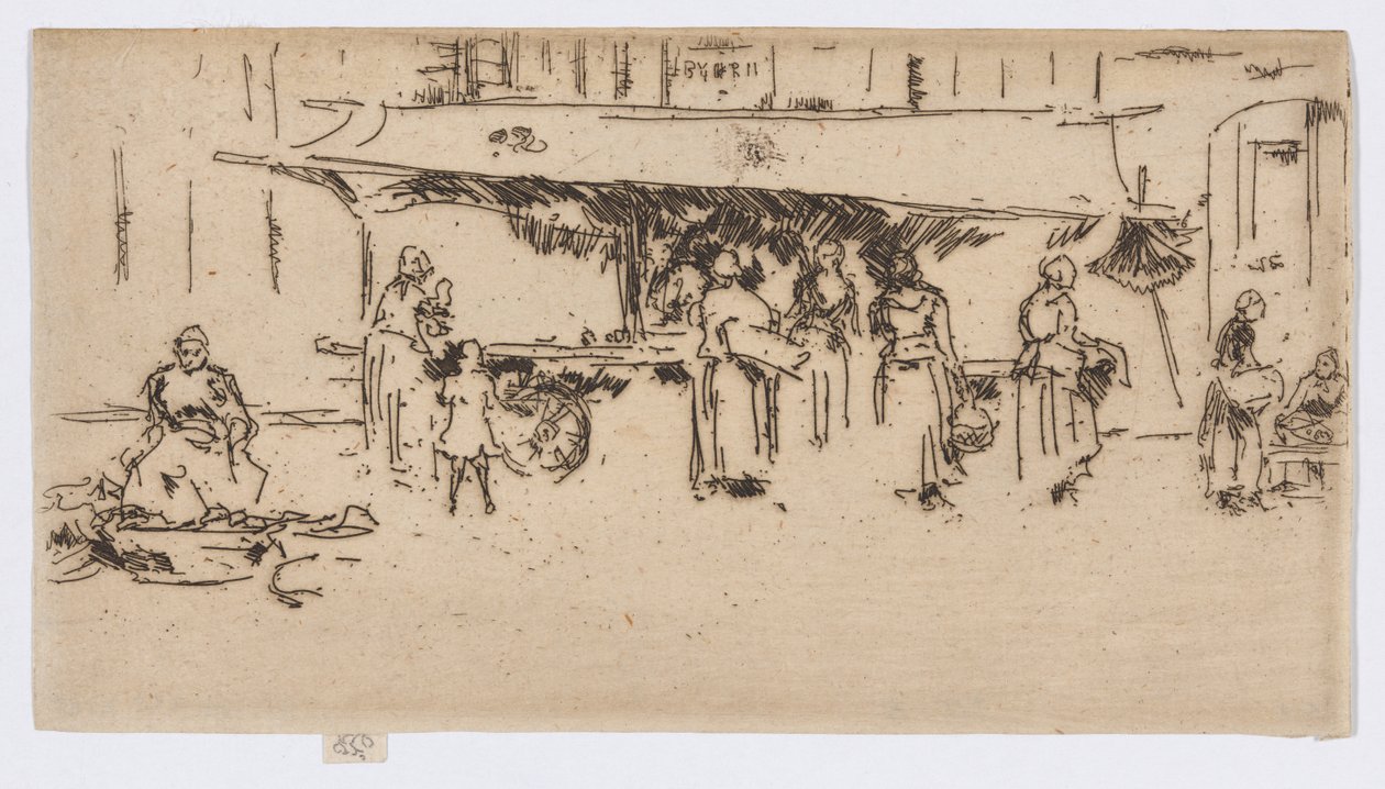 Kraam, Marktplein, Loches door James Abbott McNeill Whistler