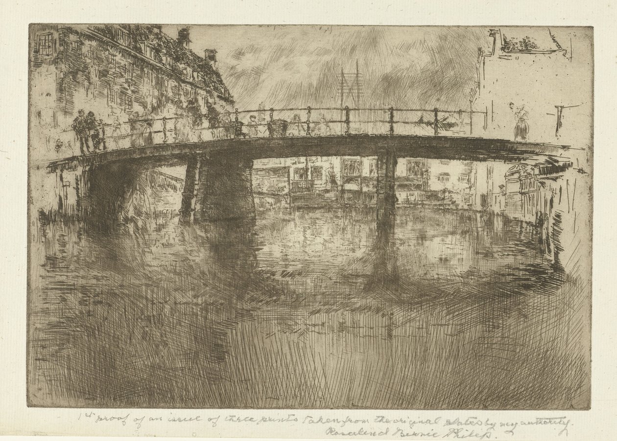 Brug in Amsterdam door James Abbott McNeill Whistler