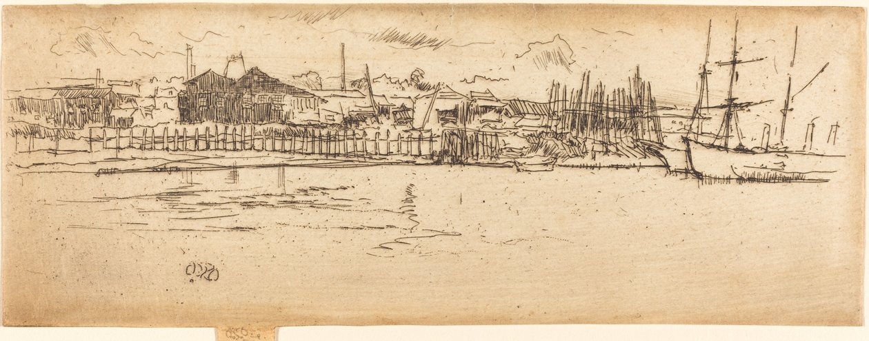 Droogdok, Southampton, 1887 door James Abbott McNeill Whistler