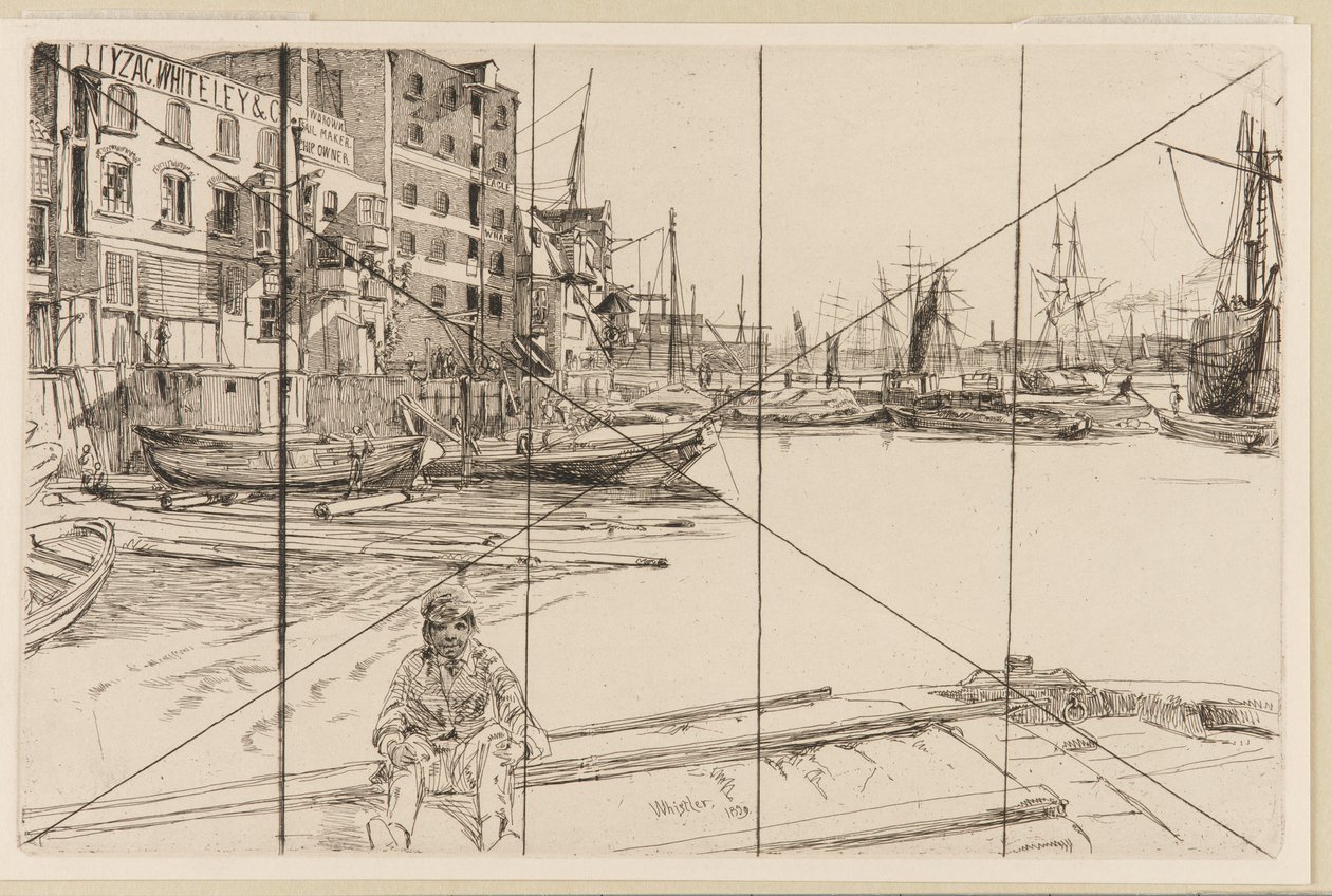 Eagle Wharf Tyzac Whiteley en Co. door James Abbott McNeill Whistler