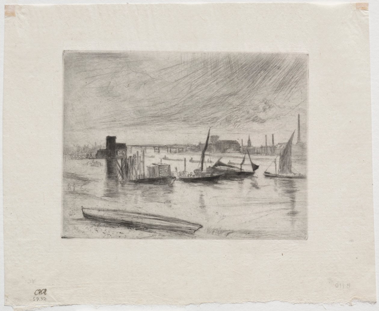 Vroege ochtend, Battersea door James Abbott McNeill Whistler