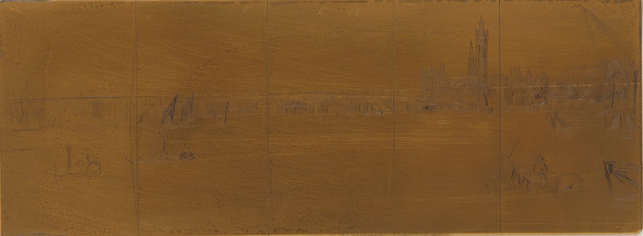 Etsplaat: Oude Westminster Bridge, 1859 door James Abbott McNeill Whistler