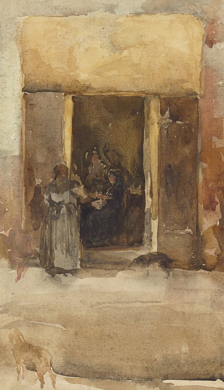 Figuren in een deuropening door James Abbott McNeill Whistler