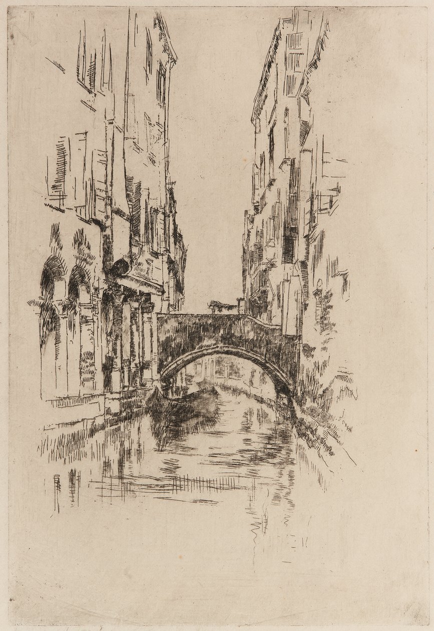 Gondel onder een brug, 1879-1880 door James Abbott McNeill Whistler