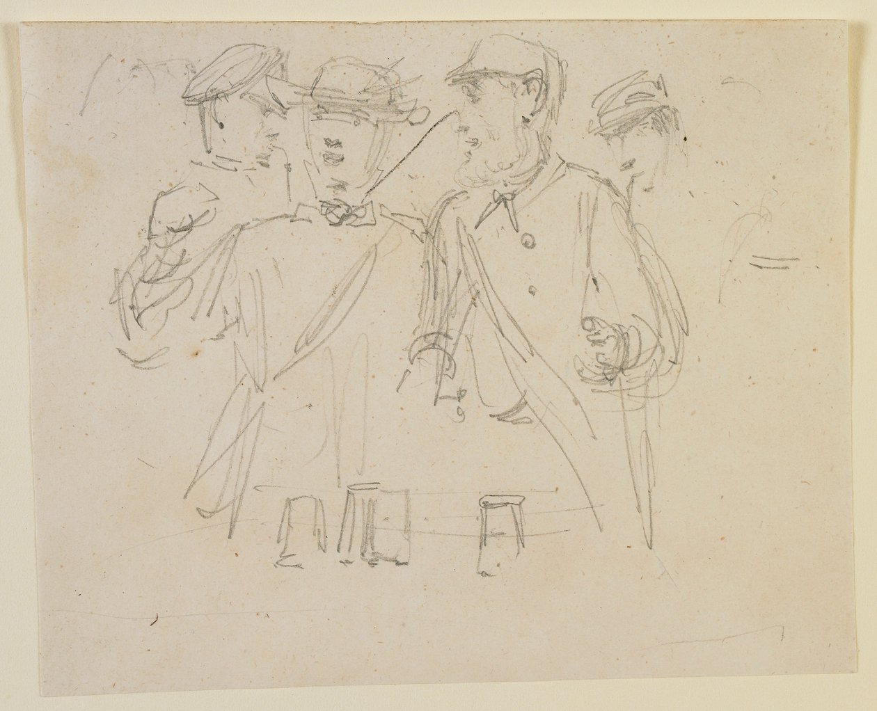 Groep van vier mannen, 1858 door James Abbott McNeill Whistler