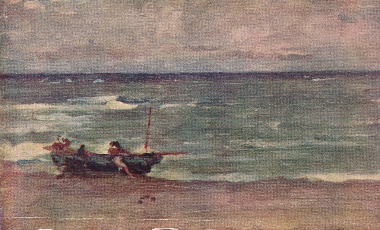 Harmonie in blauw en zilver: Het strand de boot, Etretat, ca. 1897 door James Abbott McNeill Whistler