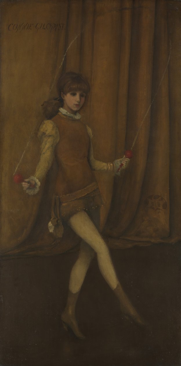 Harmonie in geel en goud: Het gouden meisje Connie Gilchrist door James Abbott McNeill Whistler