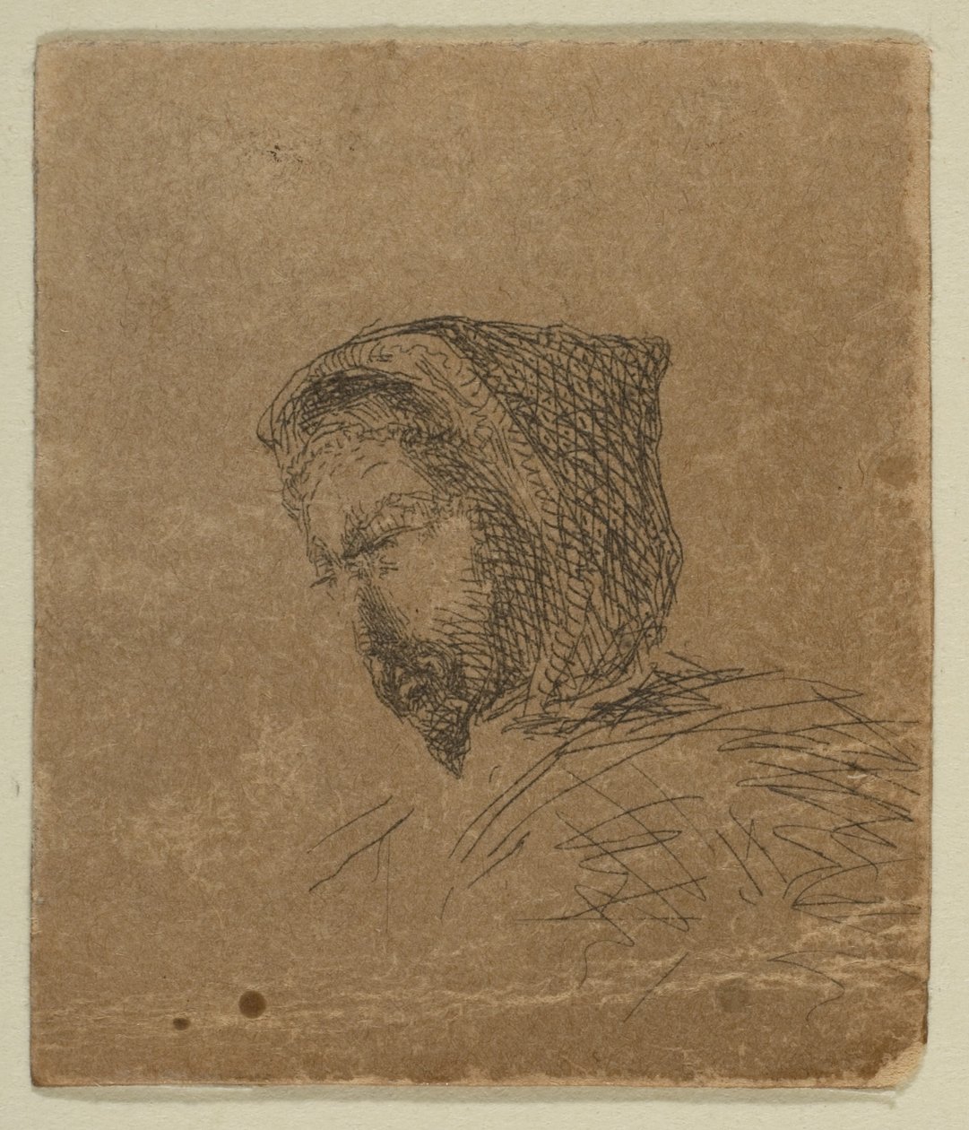 Gekapte Mannelijke Hoofd uit Schetsen op de Kust Survey Plaat, 1854-55 door James Abbott McNeill Whistler