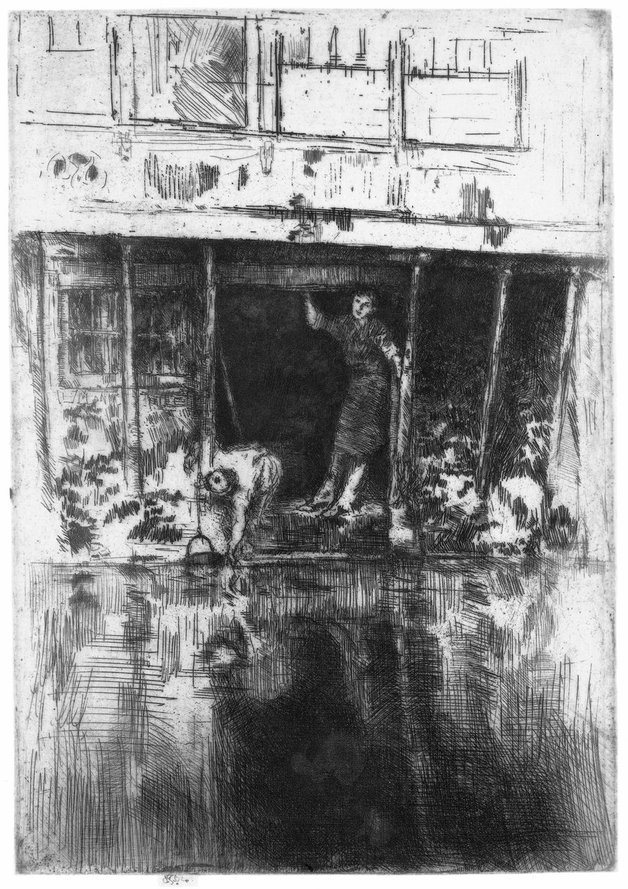 Huis aan de gracht in Amsterdam door James Abbott McNeill Whistler