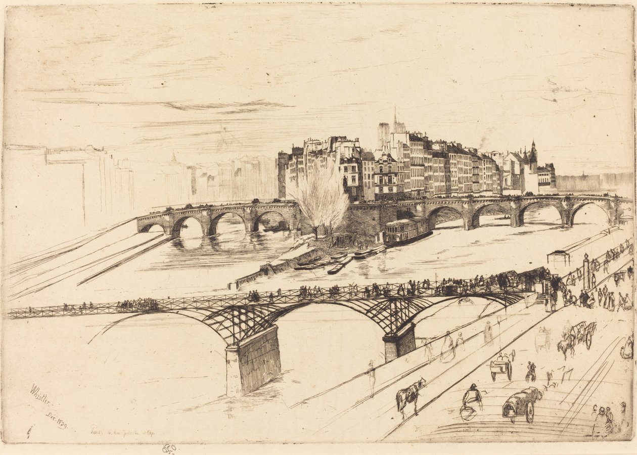 Île de la Cité, Parijs, 1859 door James Abbott McNeill Whistler