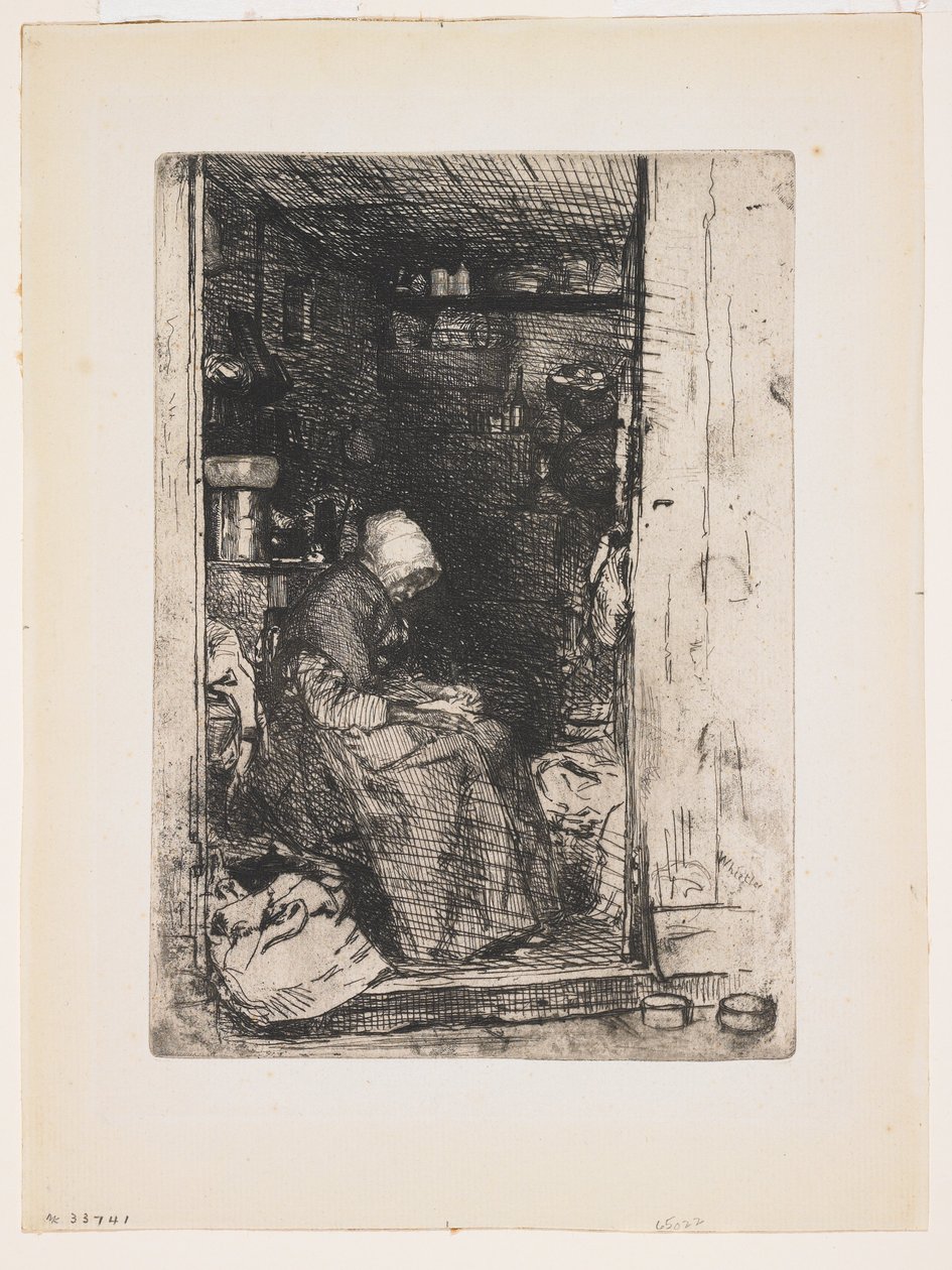 De oude voddenvrouw uit Twaalf etsen naar de natuur door James Abbott McNeill Whistler