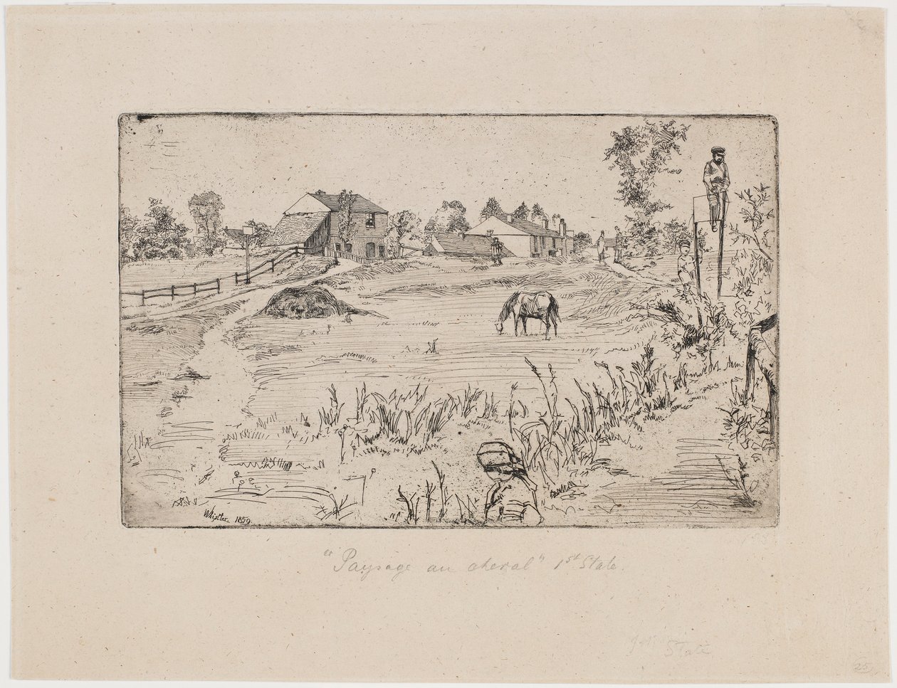 Landschap met paarden, 1859 door James Abbott McNeill Whistler