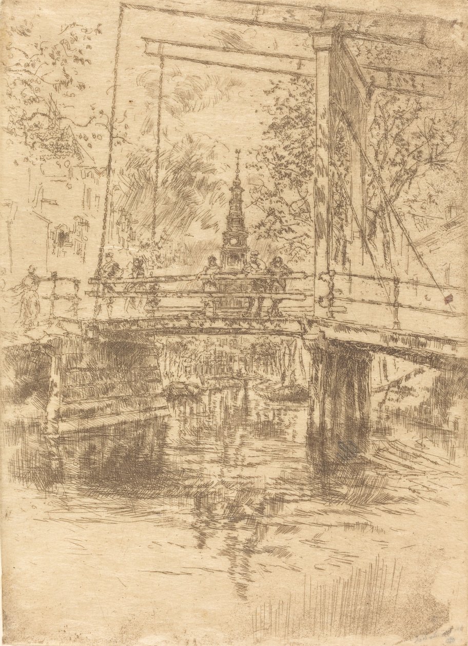 Kleine ophaalbrug, Amsterdam, 1889 door James Abbott McNeill Whistler