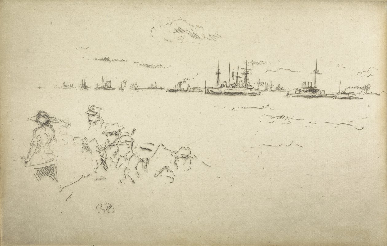 Monitors, uit een set van twaalf etsen getiteld The Naval Review, 1887 door James Abbott McNeill Whistler