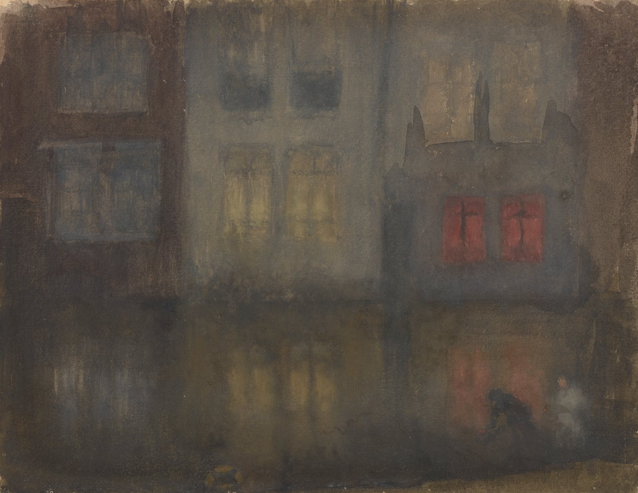 Nocturne: Zwart en Rood, Achterkanaal, Holland, 1882 door James Abbott McNeill Whistler