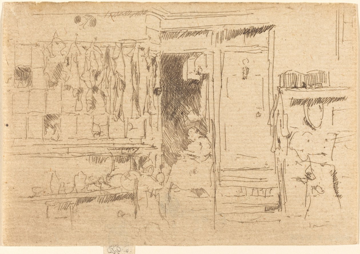Oude-Kledingwinkel, No.I, ca. 1884-1886 door James Abbott McNeill Whistler
