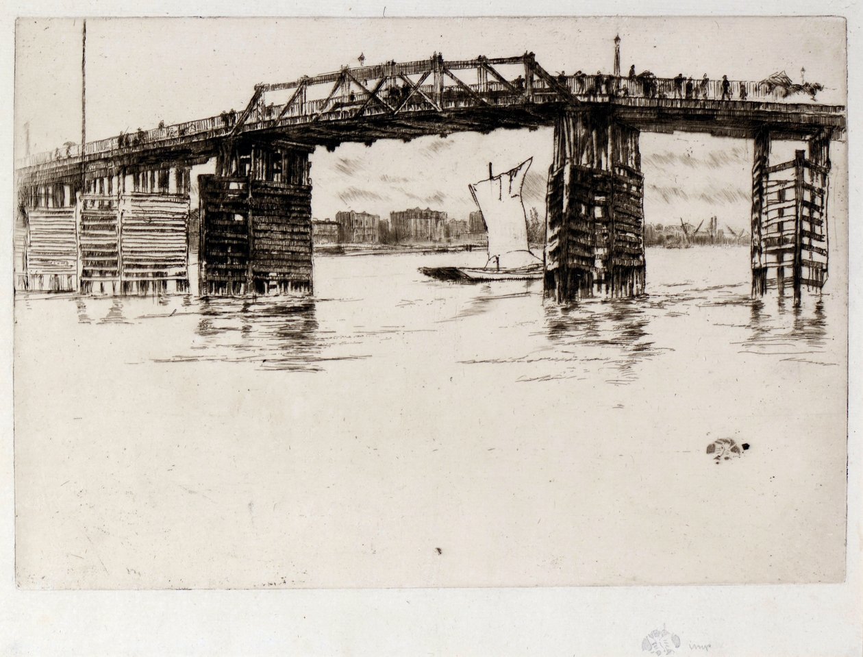 Oude Battersea-brug door James Abbott McNeill Whistler