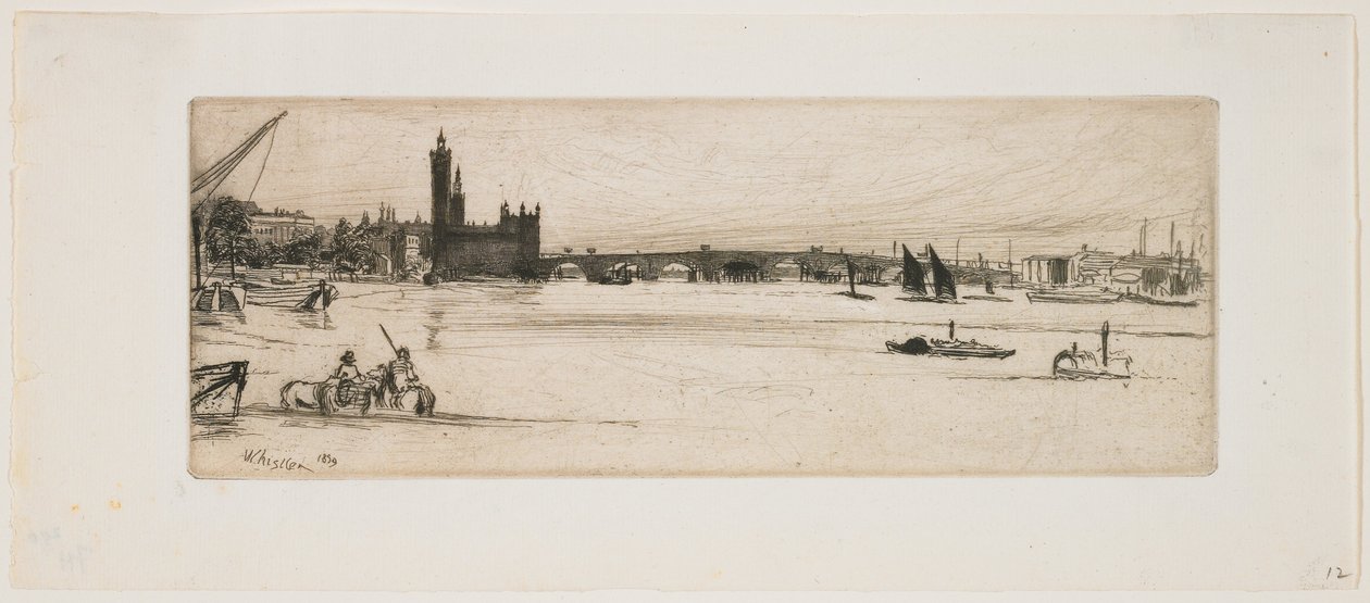 De oude Westminster Bridge door James Abbott McNeill Whistler
