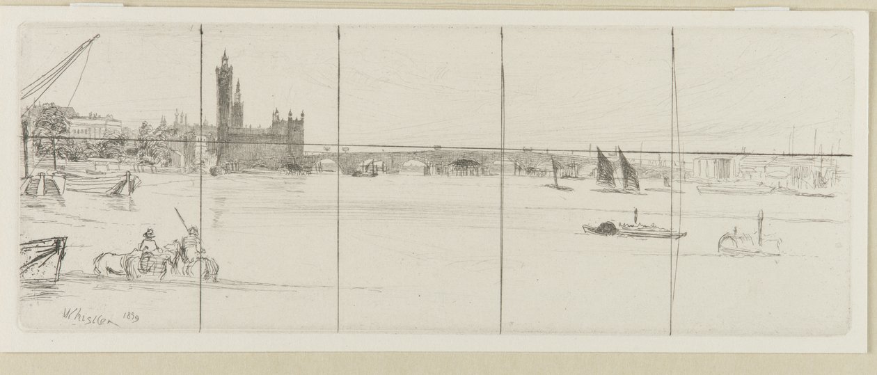 Oude Westminster Bridge, 1859 door James Abbott McNeill Whistler