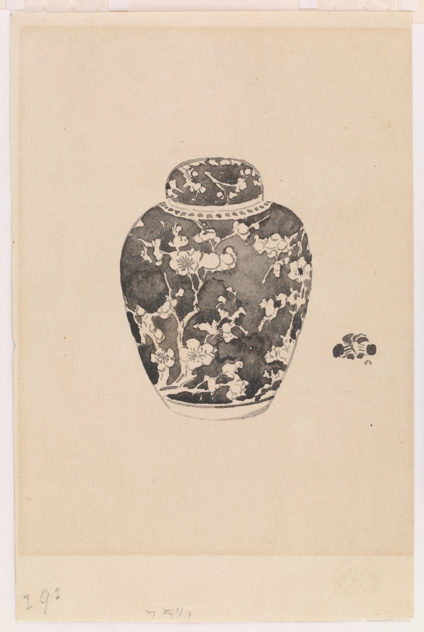 Ovormige gemberpot met klokvormige deksel door James Abbott McNeill Whistler