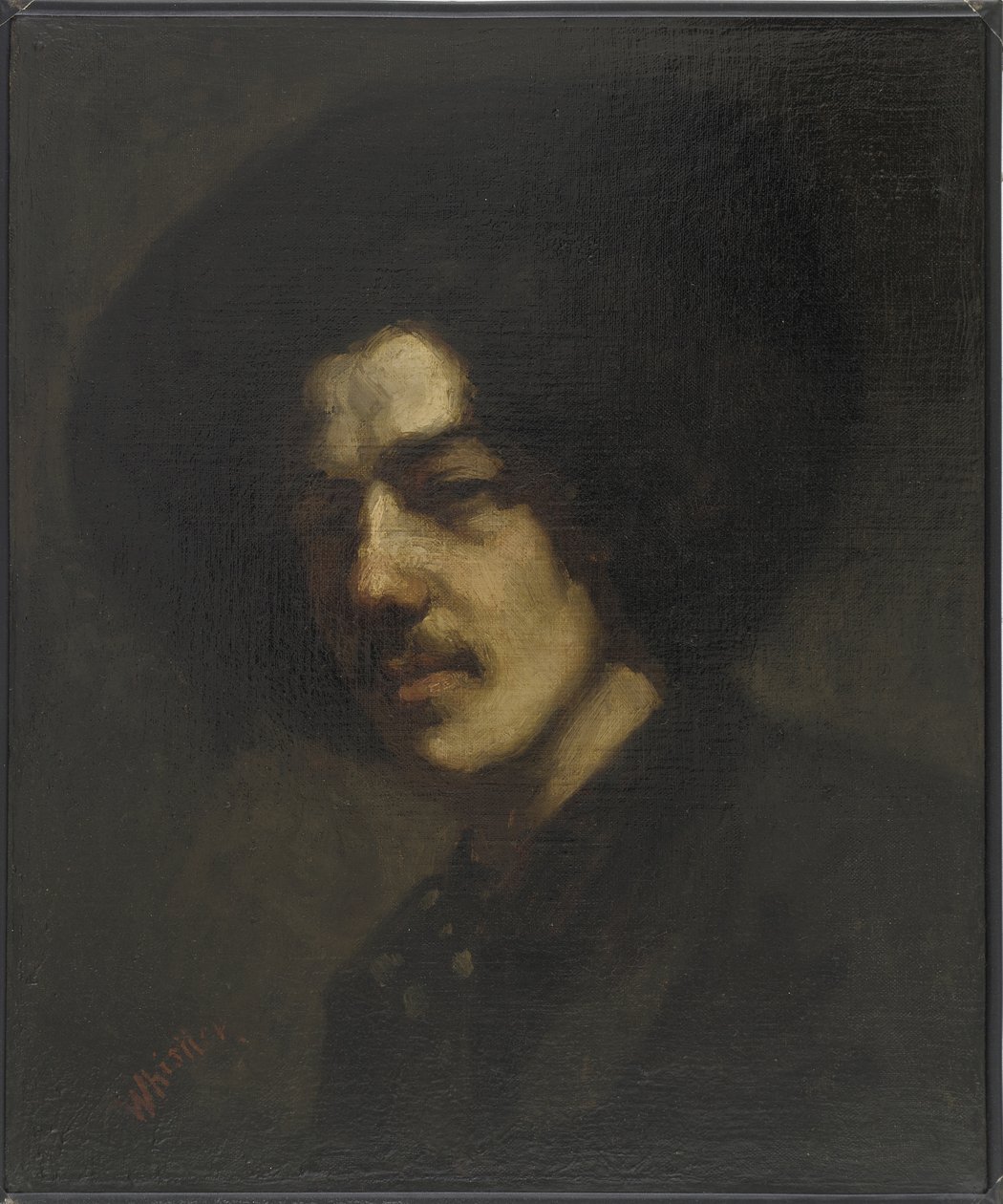 Portret van Whistler met een hoed, 1857-59 door James Abbott McNeill Whistler