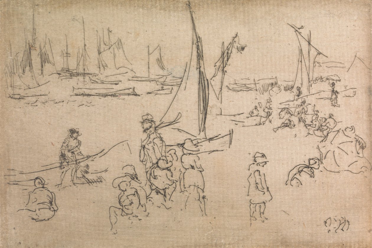 Portsmouth Kinderen, uit een set van twaalf etsen getiteld De Marine Review, 1887 door James Abbott McNeill Whistler