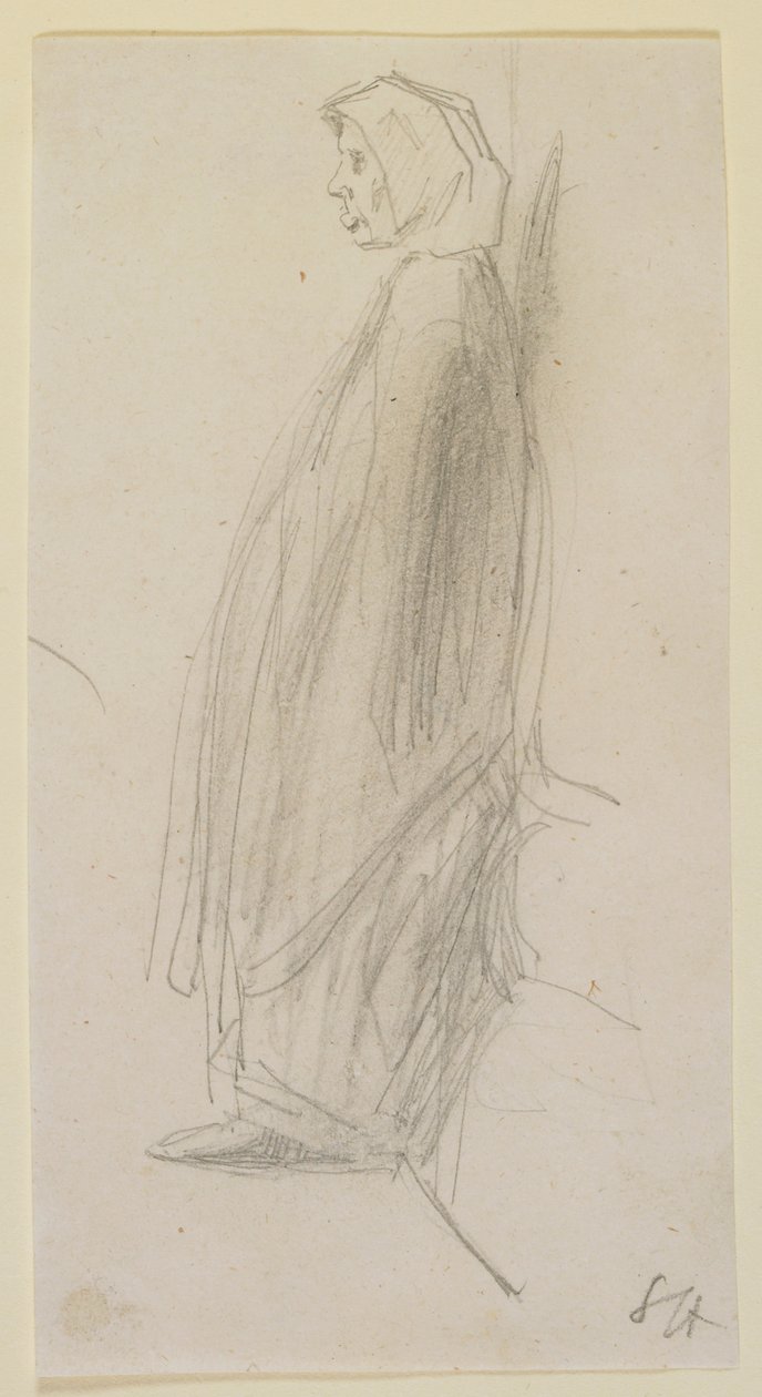 Profielschets van een oude vrouw die staat, 1858 door James Abbott McNeill Whistler