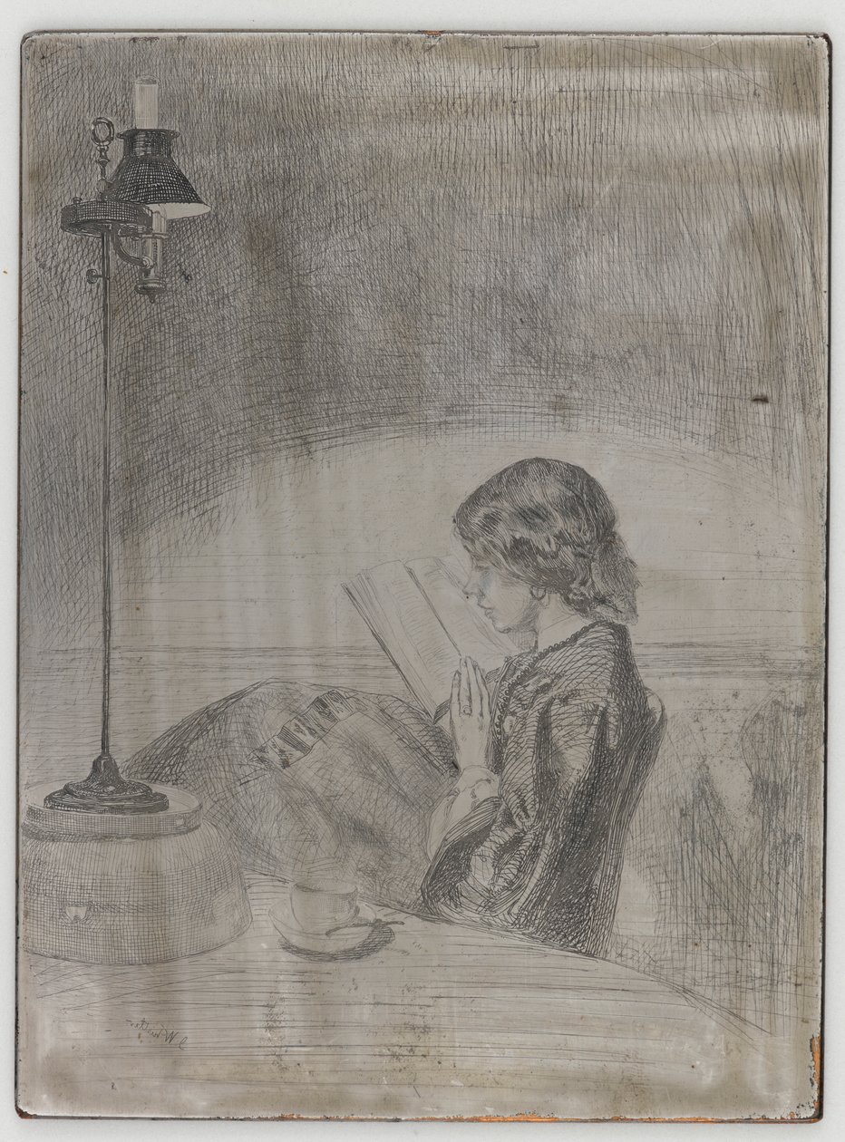 Lezen bij Lamplicht door James Abbott McNeill Whistler