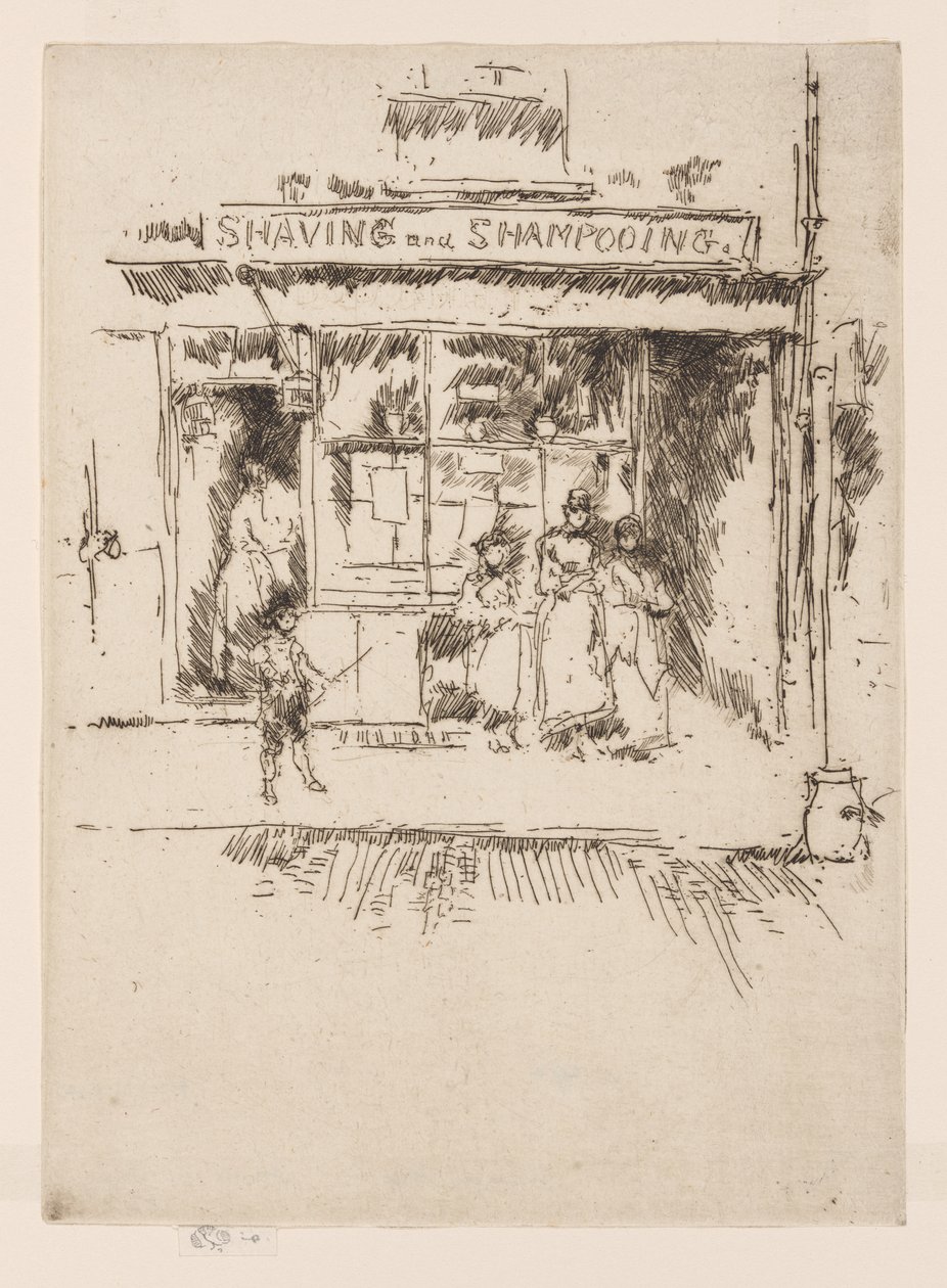 Scheren en shampooën, ca. 1886-88 door James Abbott McNeill Whistler