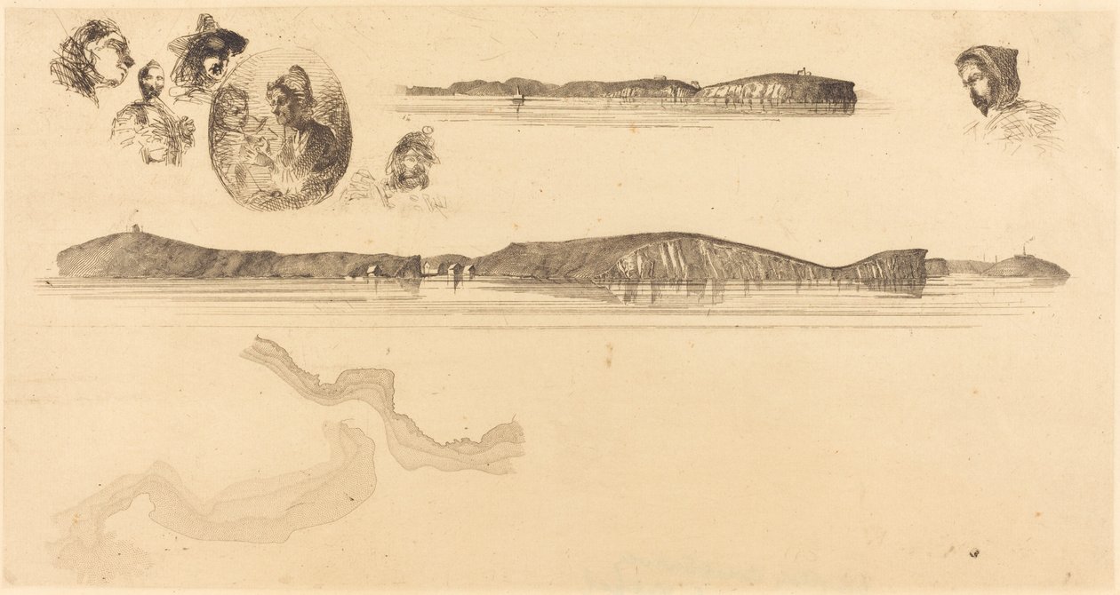Schetsen op de kustopnameplaat, 18541855 door James Abbott McNeill Whistler