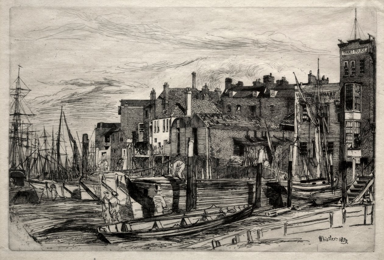 Thames politie, 1859 door James Abbott McNeill Whistler