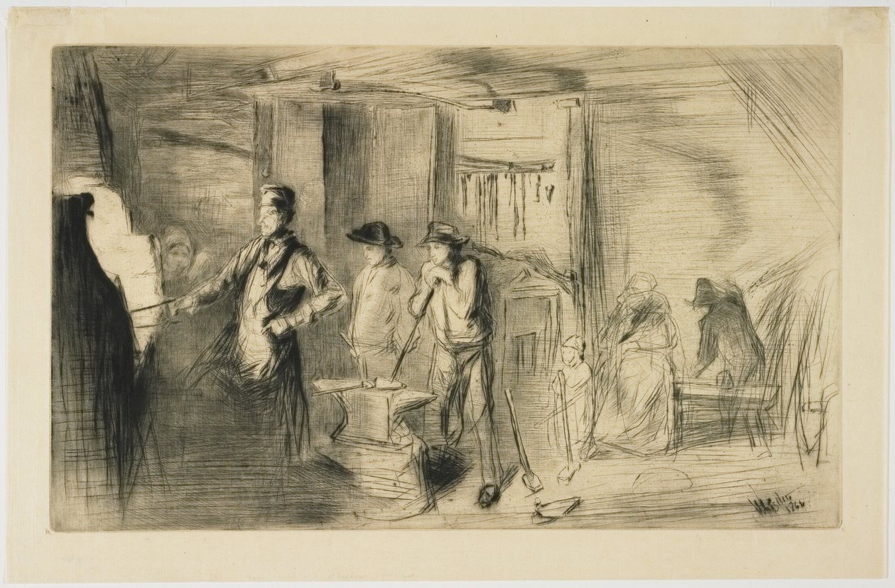 De smidse uit Zestien etsen van scènes aan de Theems en andere onderwerpen door James Abbott McNeill Whistler