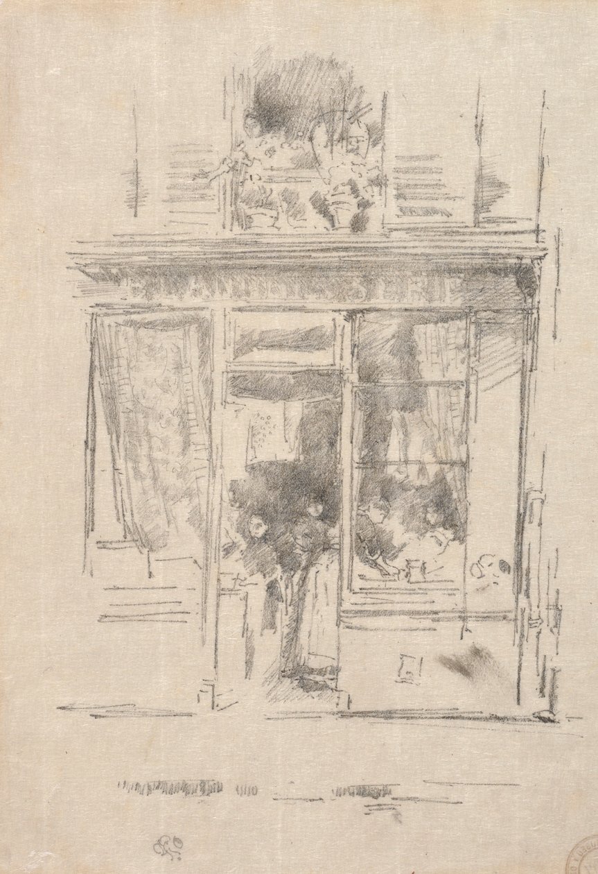 De wasvrouw - La Blanchisseuse de la Place Dauphine, 1894 door James Abbott McNeill Whistler