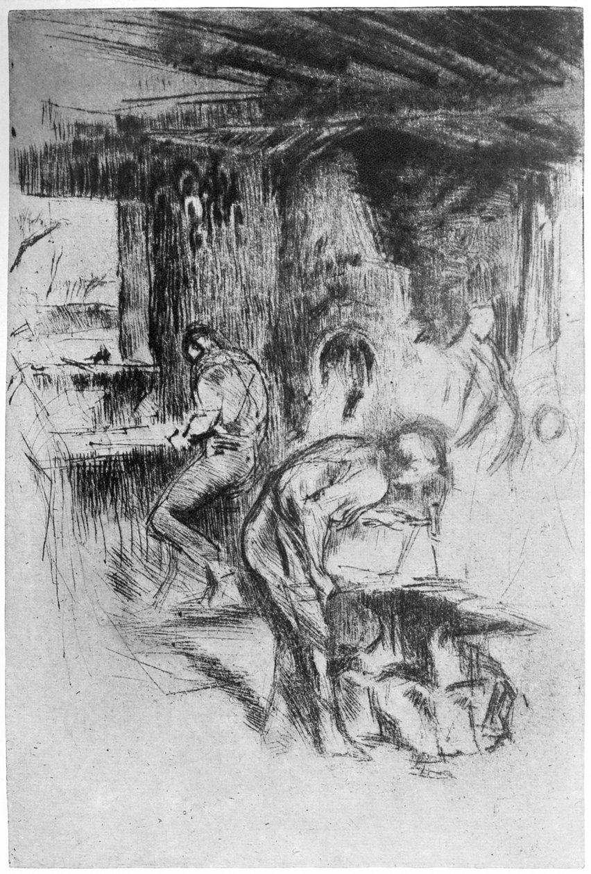De kleine smederij, ca. 1860 door James Abbott McNeill Whistler