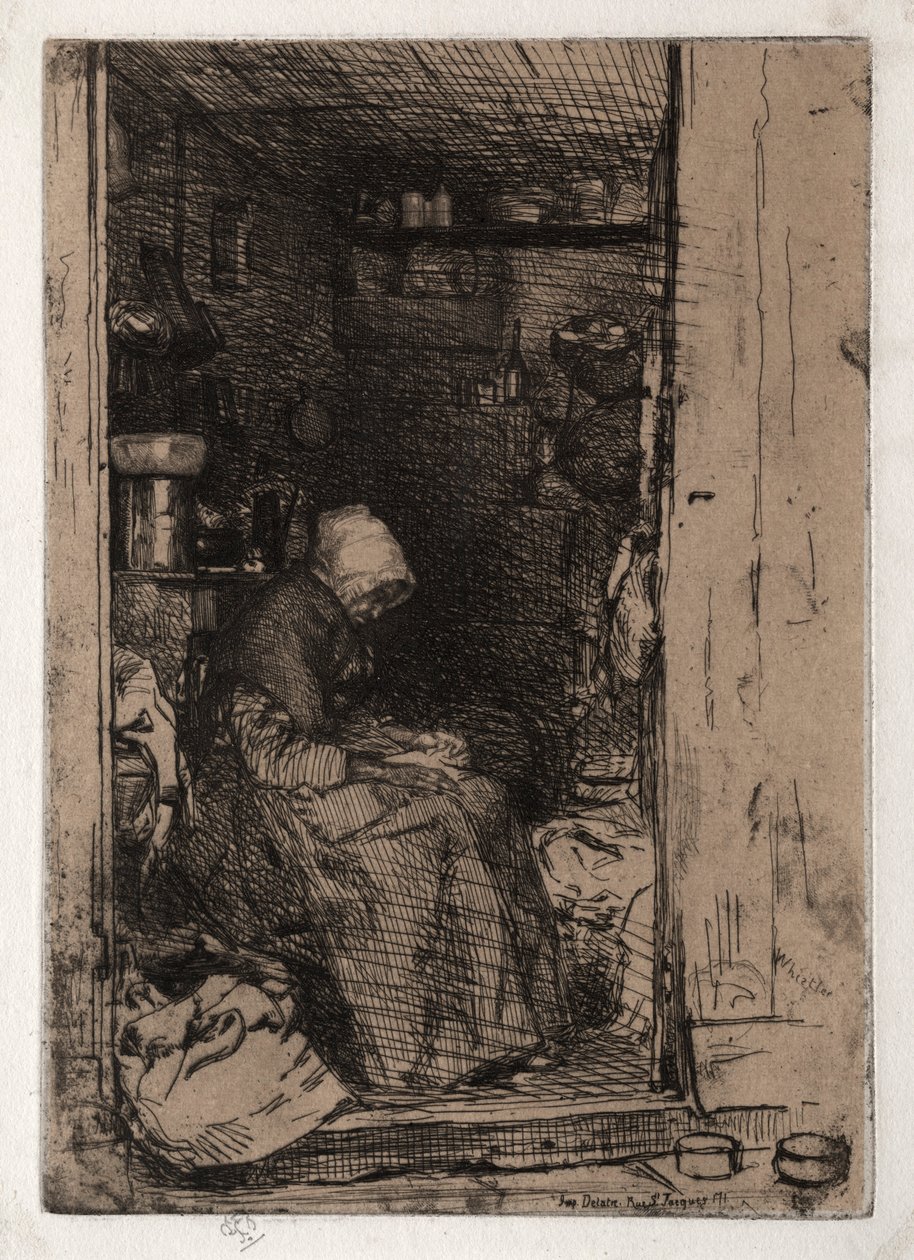 De oude voddenvrouw, nr. 10 uit Twaalf Etsen uit de Natuur De Franse Set door James Abbott McNeill Whistler