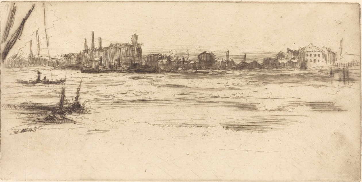 De onrustige Theems, ca. 1875 door James Abbott McNeill Whistler