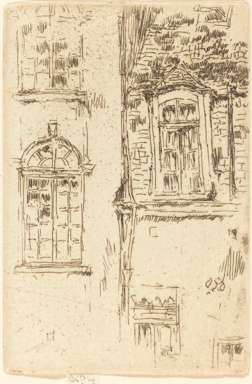 Ramen tegenover hotel, Bourges door James Abbott McNeill Whistler