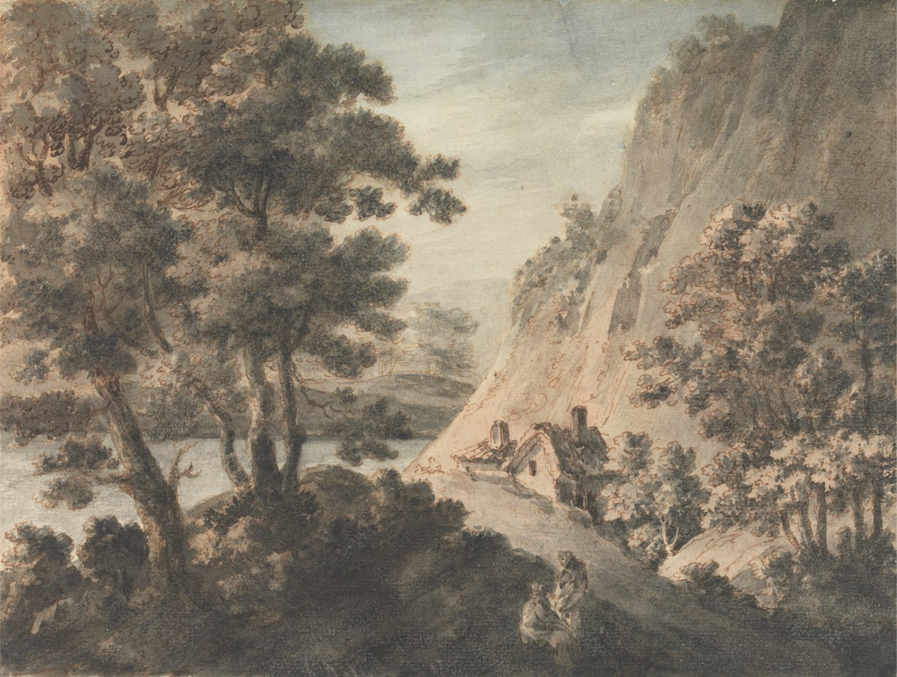Landschap met Rivier en Figuren door James Adam