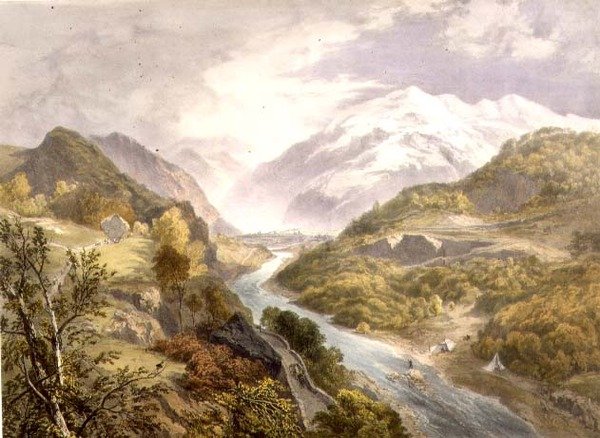 De Derwent-rivier en Borrowdale, uit 