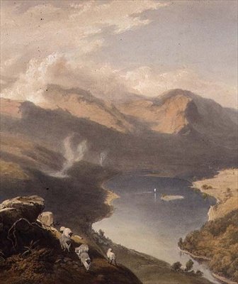 Grasmere vanaf Langdale Fell, detail van het meer, uit "The English Lake District", 1853 door James Baker Pyne